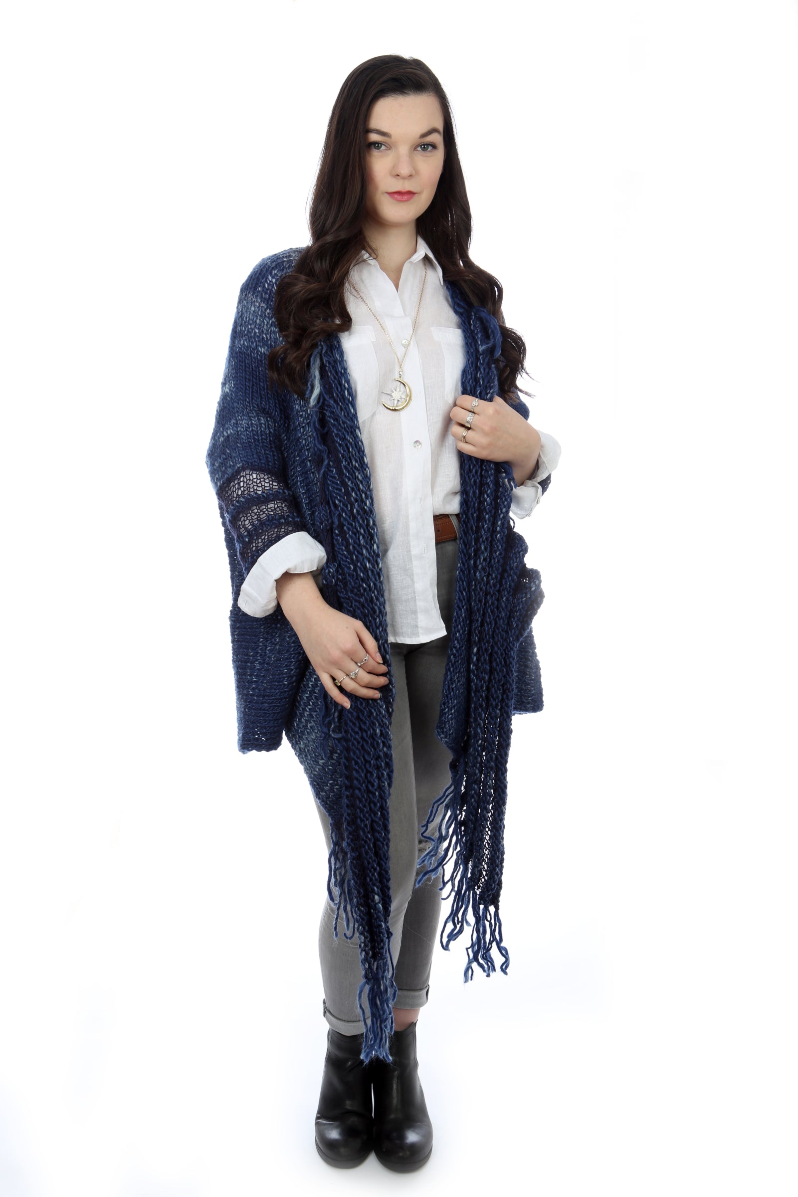 PLAYFUL WATERFALL CARDIGAN - BLUE – knit4you.ca