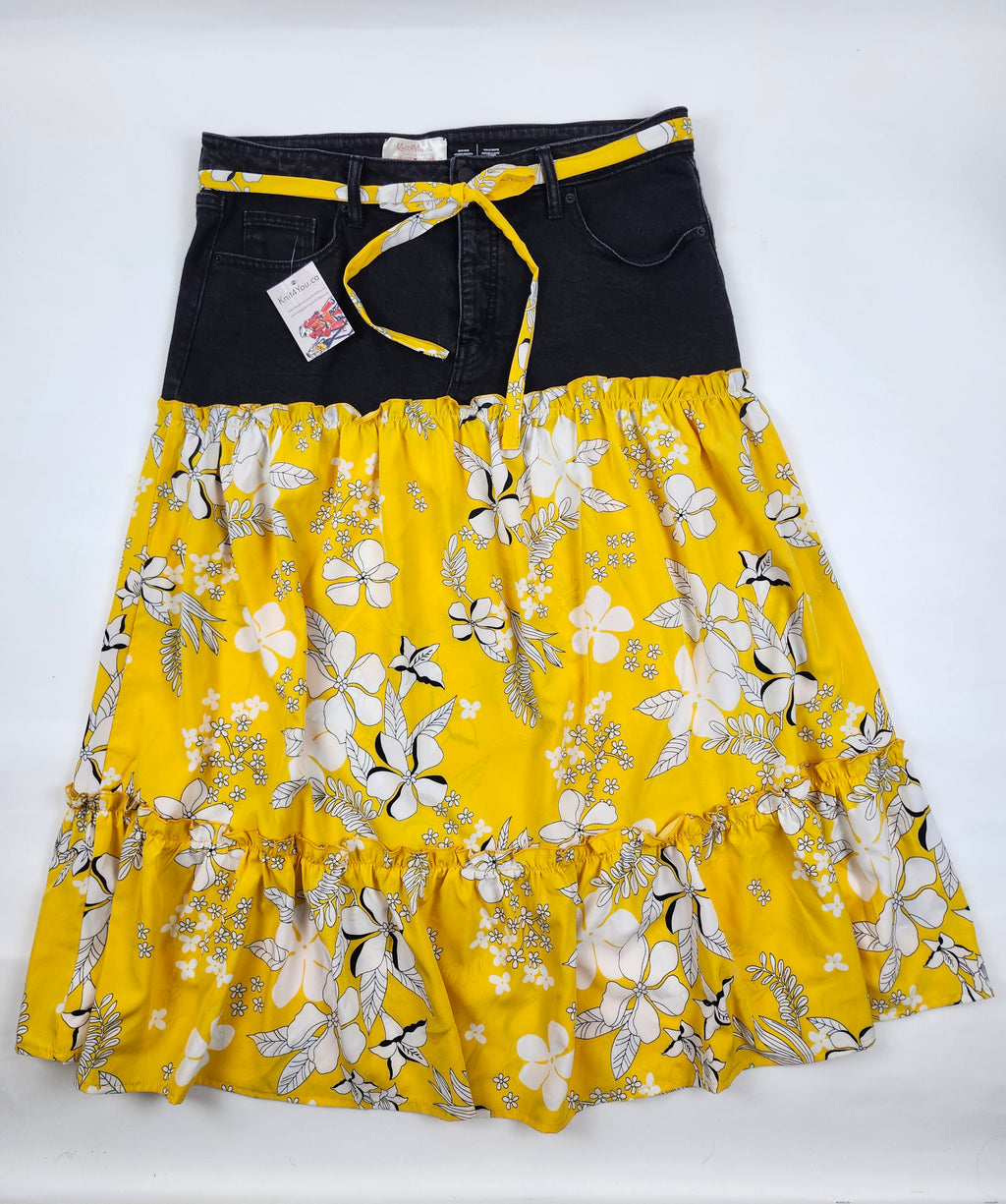 UPCYCLED SKIRT (BLACK /FLORAL)