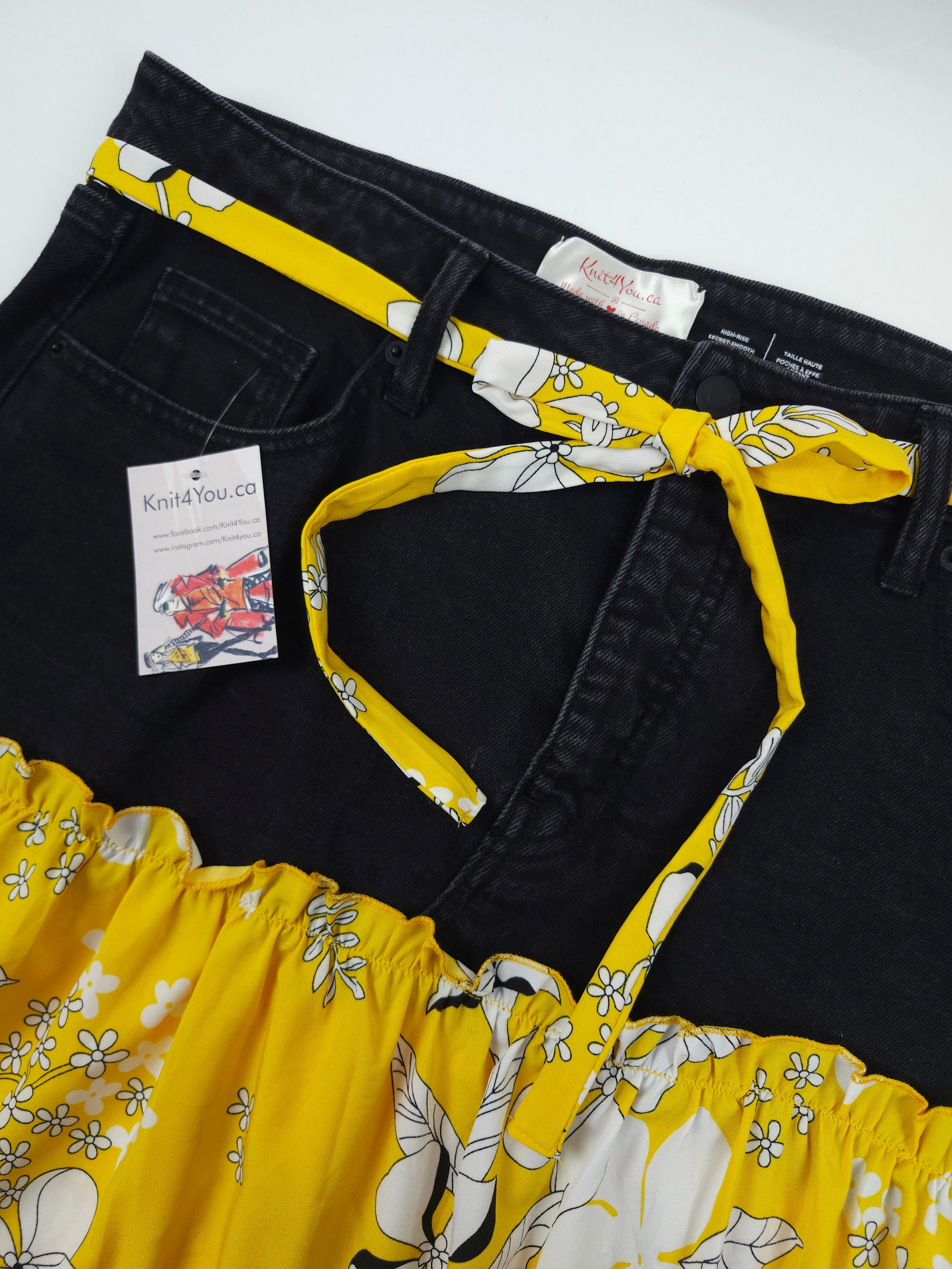 UPCYCLED SKIRT (BLACK /FLORAL)