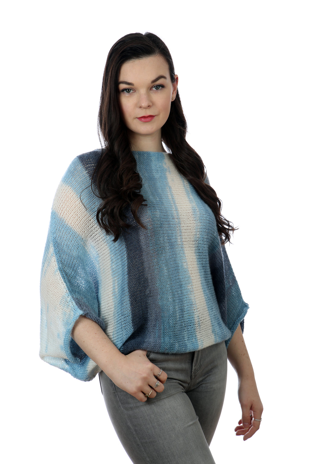 BLUE BAT-WING SWEATER