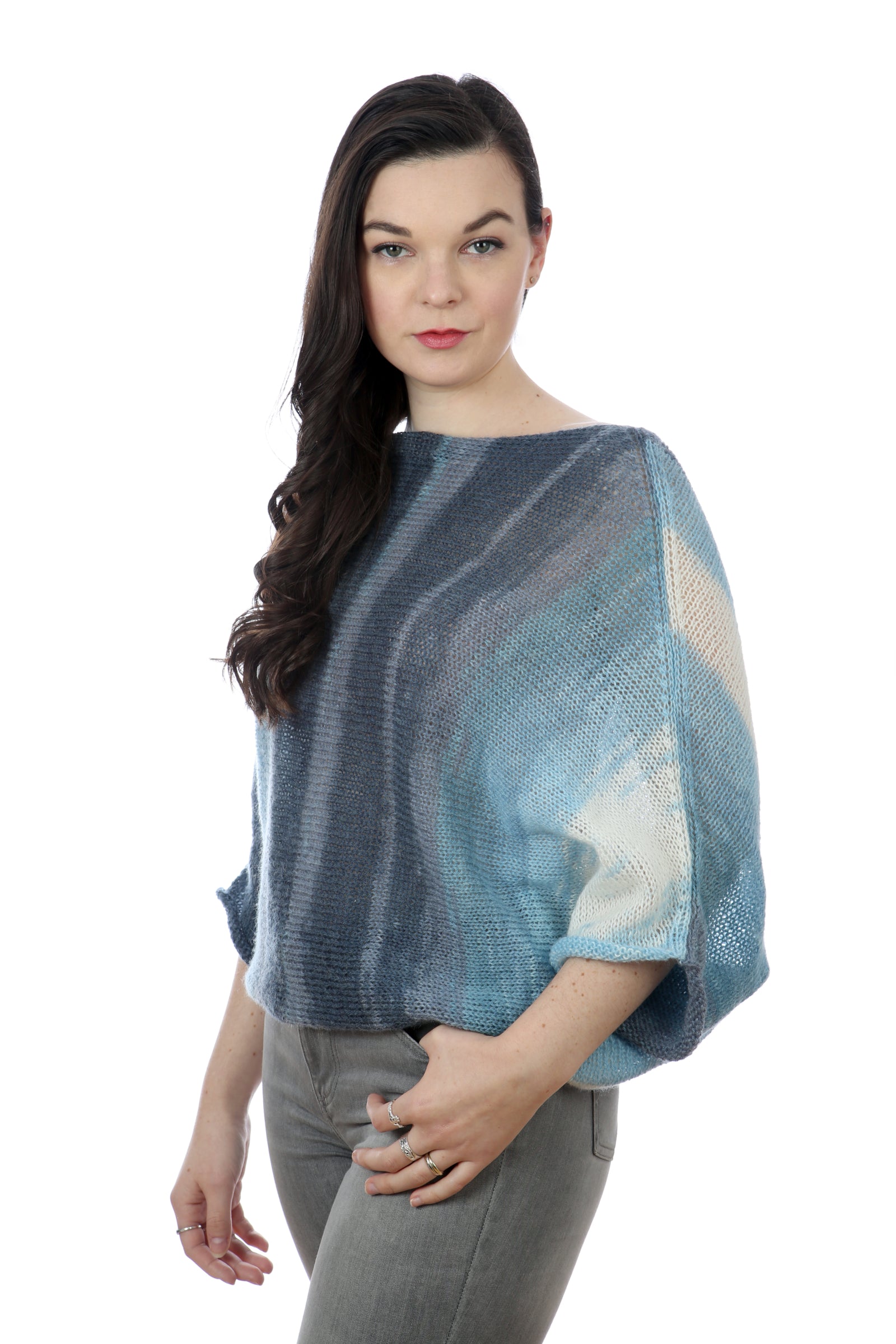 BLUE BAT-WING SWEATER