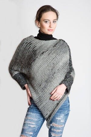 PONCHO – SWEATER GREY MARBLE