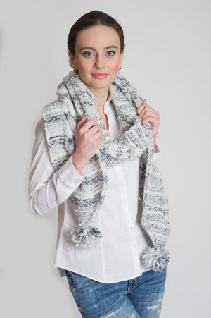 CHUNKY LONG SCARF GREY MARBLE