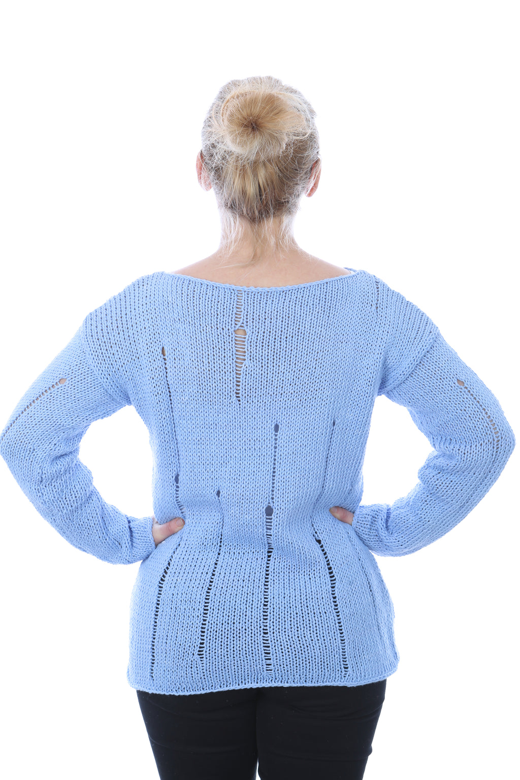 SLIP-STITCH PULLOVER - LIGHT BLUE