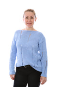 SLIP-STITCH PULLOVER - LIGHT BLUE