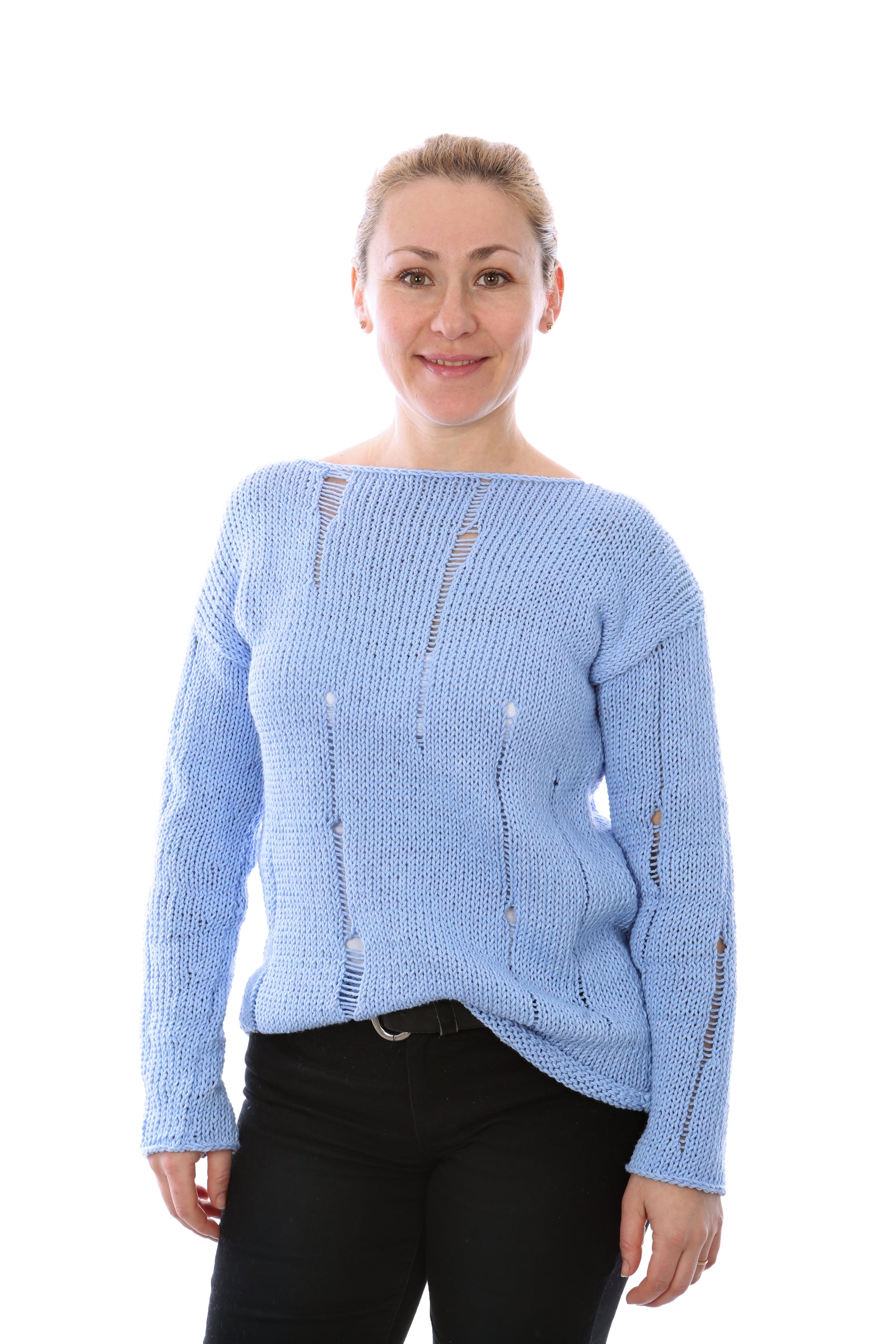 SLIP-STITCH PULLOVER - LIGHT BLUE