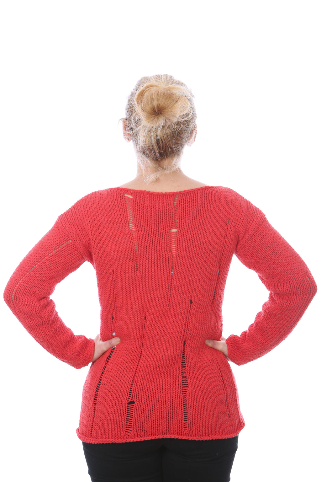 SLIP-STITCH PULLOVER -  RED