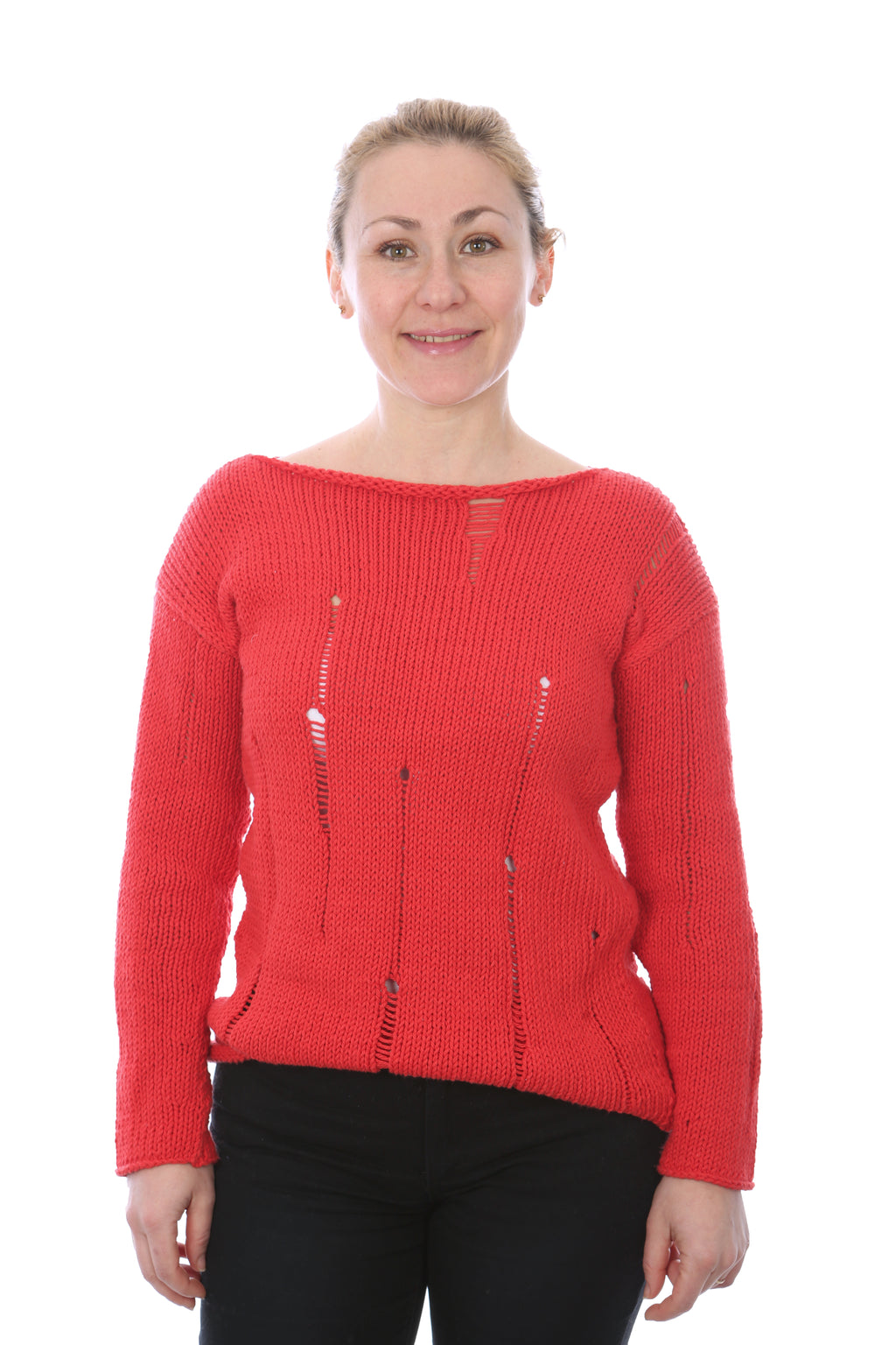 SLIP-STITCH PULLOVER -  RED