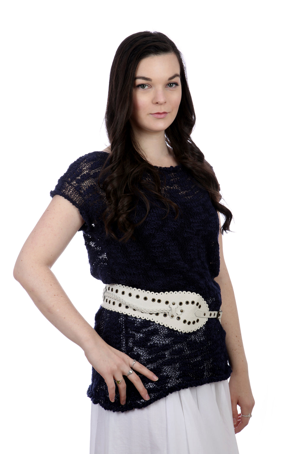 SHORT SLEEVES SUMMER TOP - NAVY