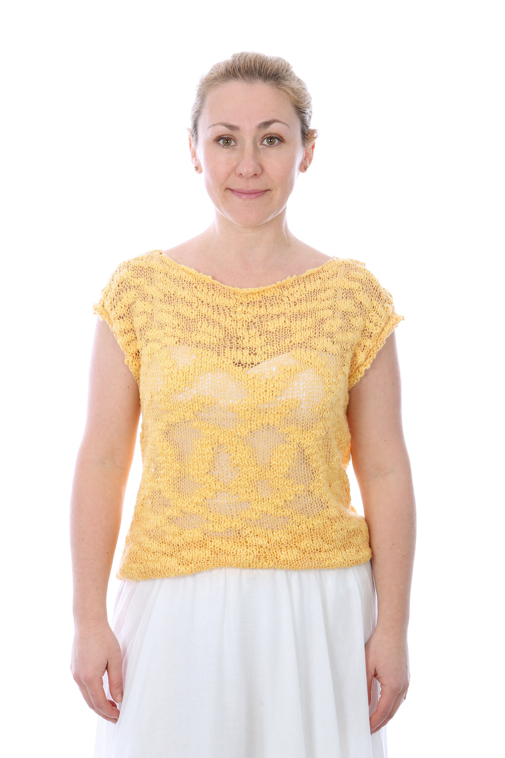 SHORT SLEEVES SUMMER TOP -YELLOW