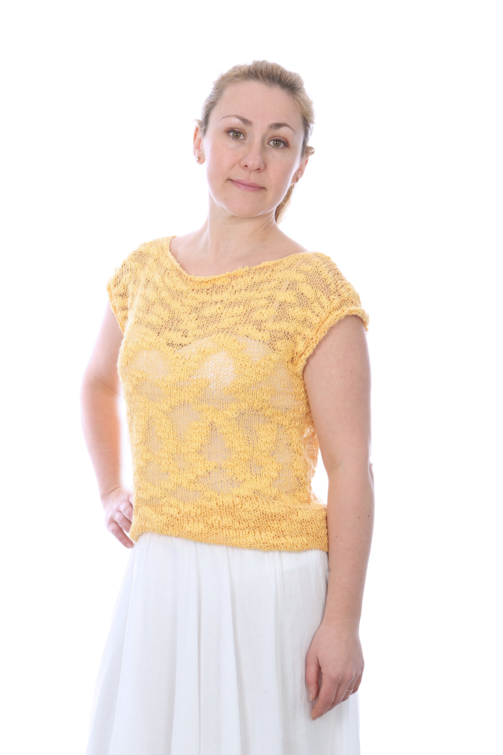 SHORT SLEEVES SUMMER TOP -YELLOW
