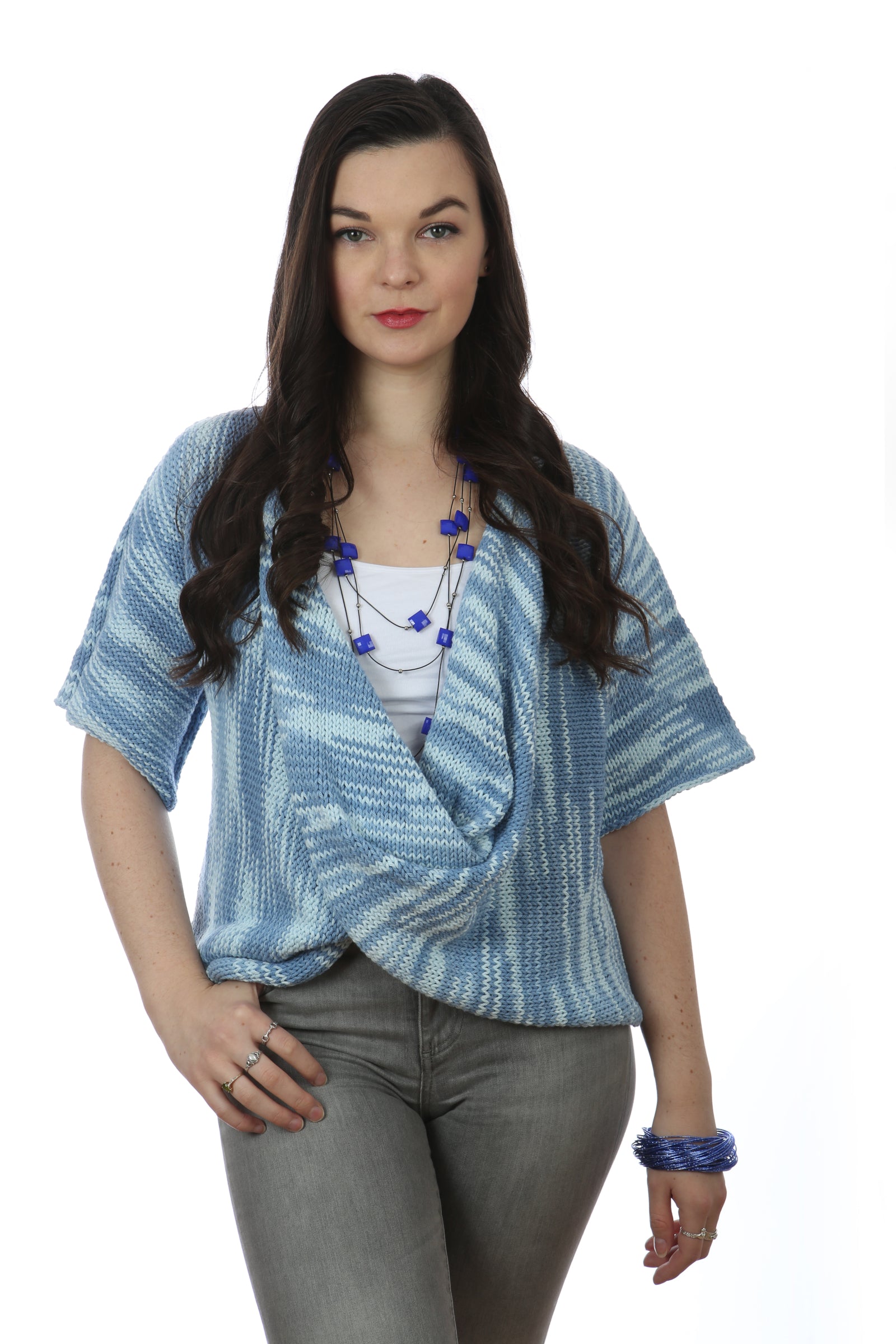 FADED DENIM COTTON TWISTER TOP