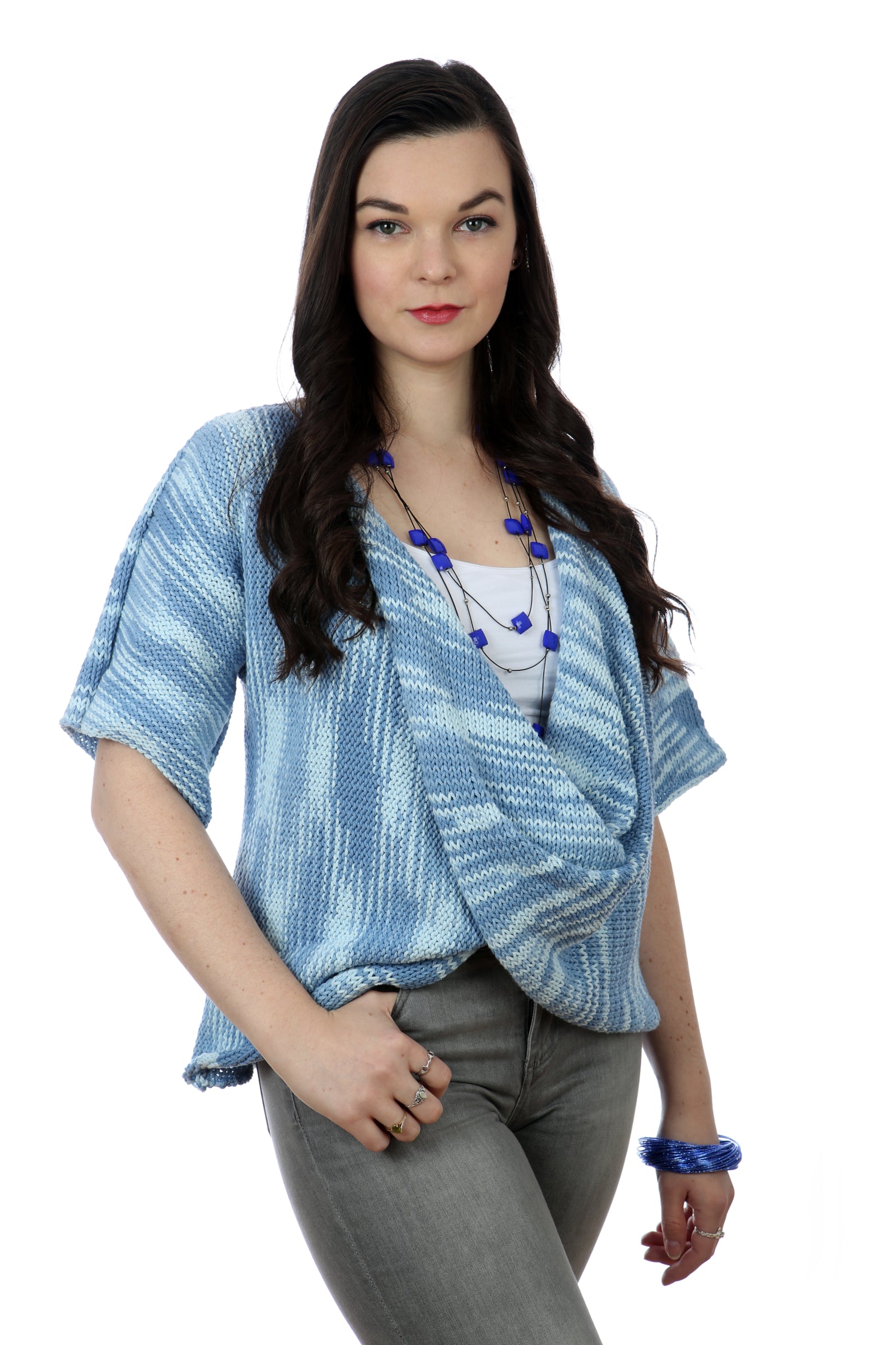 FADED DENIM COTTON TWISTER TOP