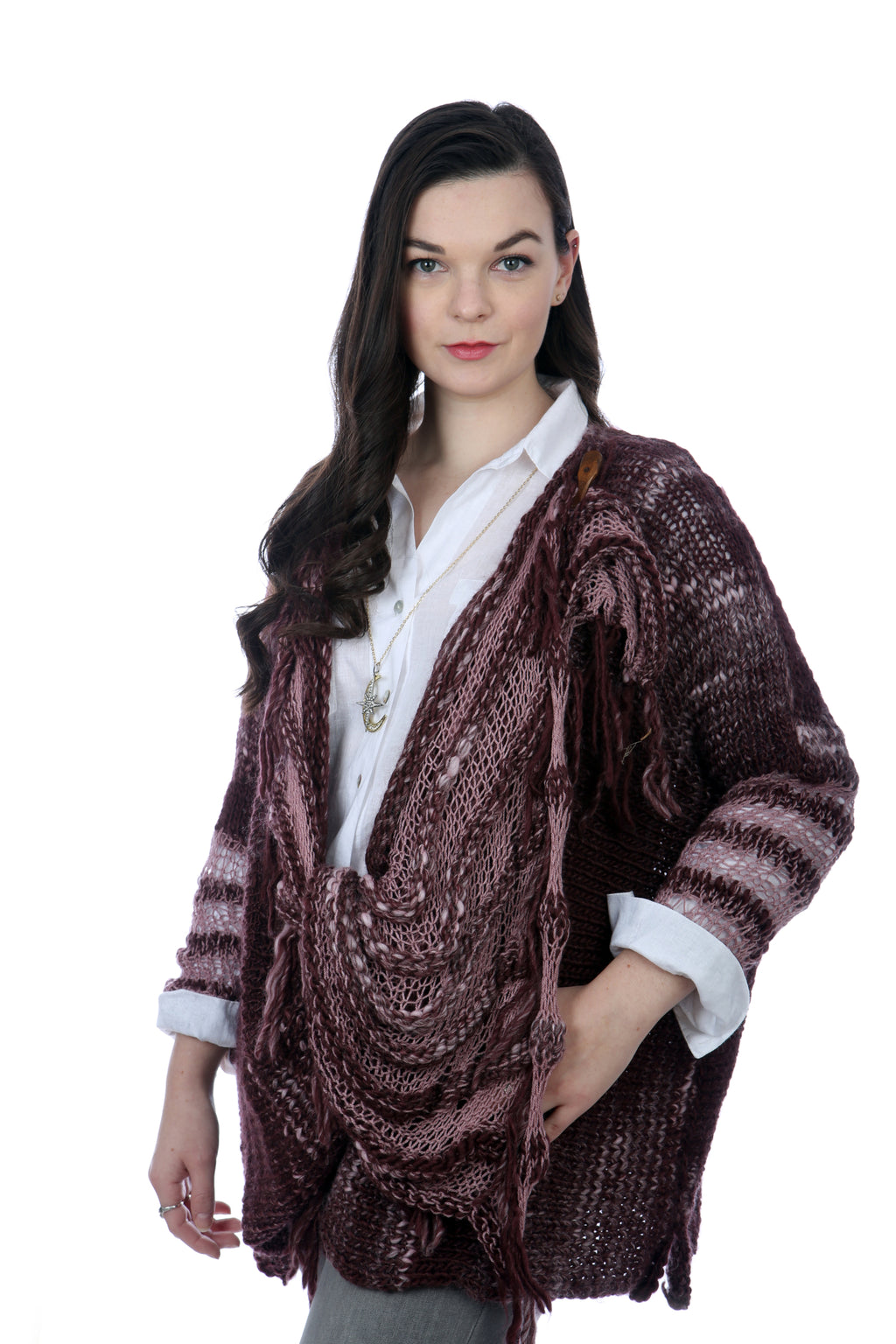 WATERFALL CARDIGAN - CHOCOLATE CHERRY