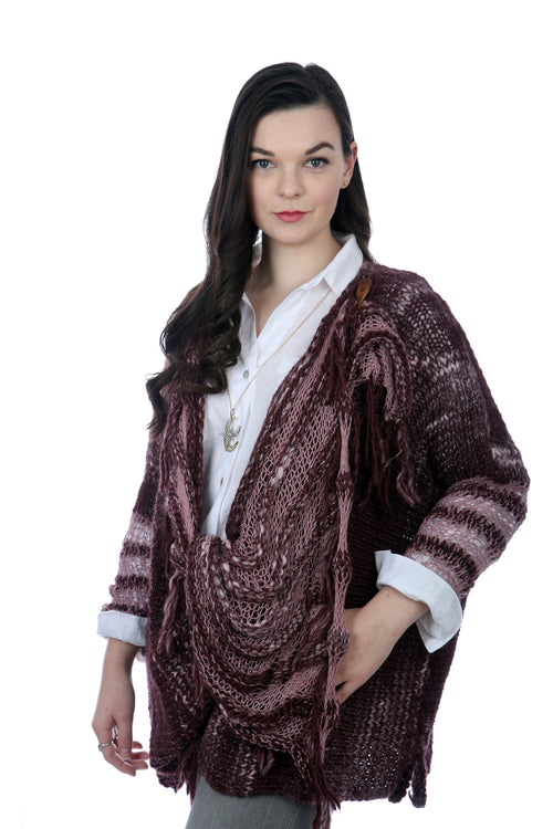 WATERFALL CARDIGAN - CHOCOLATE CHERRY