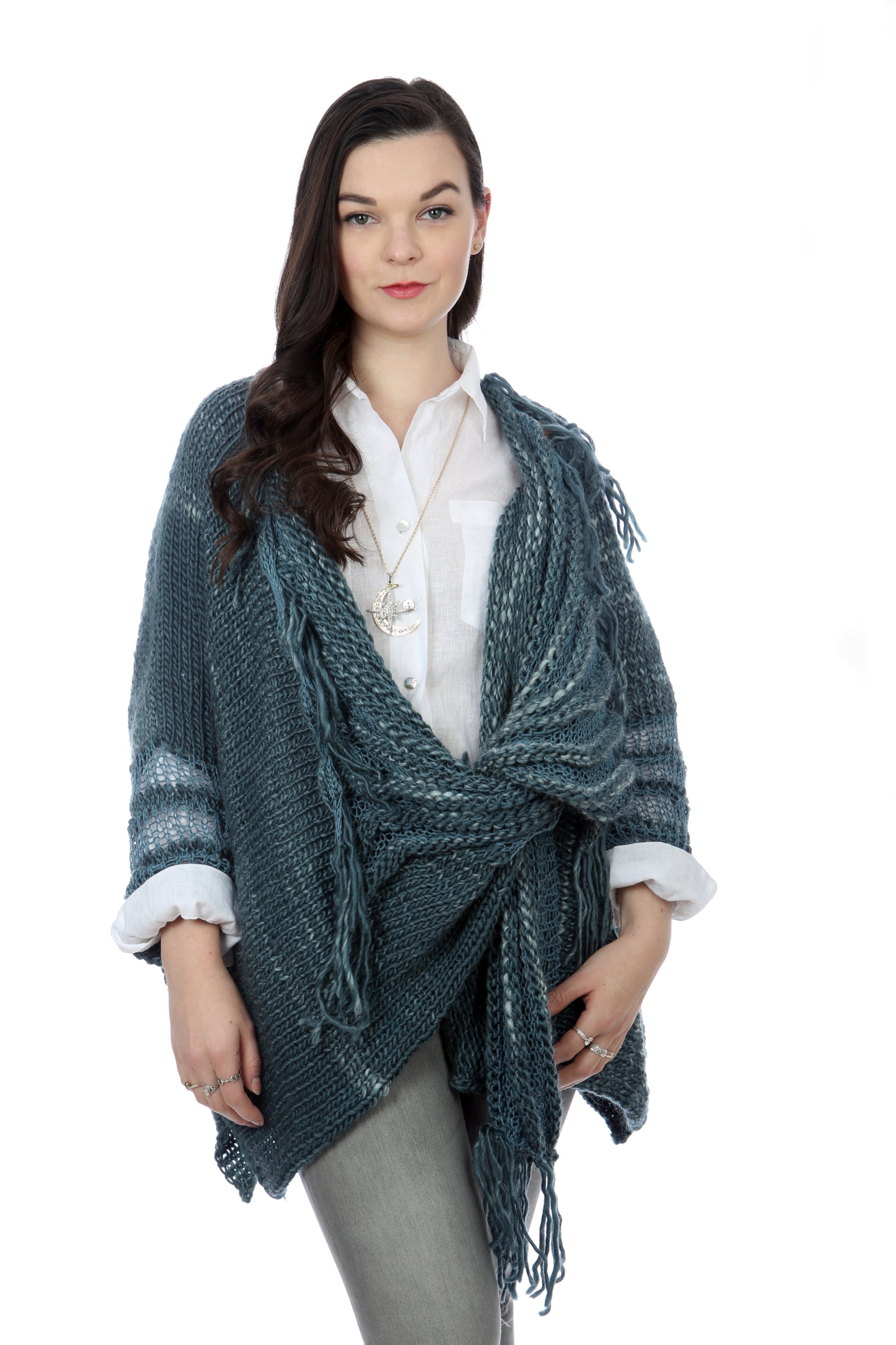 WATERFALL CARDIGAN - DENIM