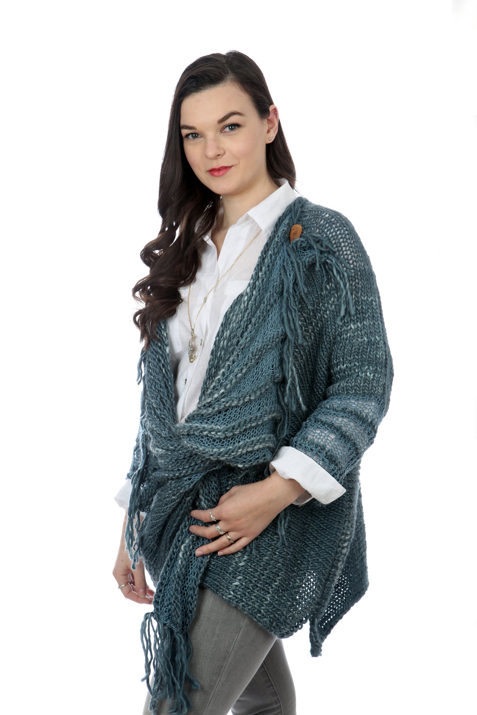 WATERFALL CARDIGAN - DENIM