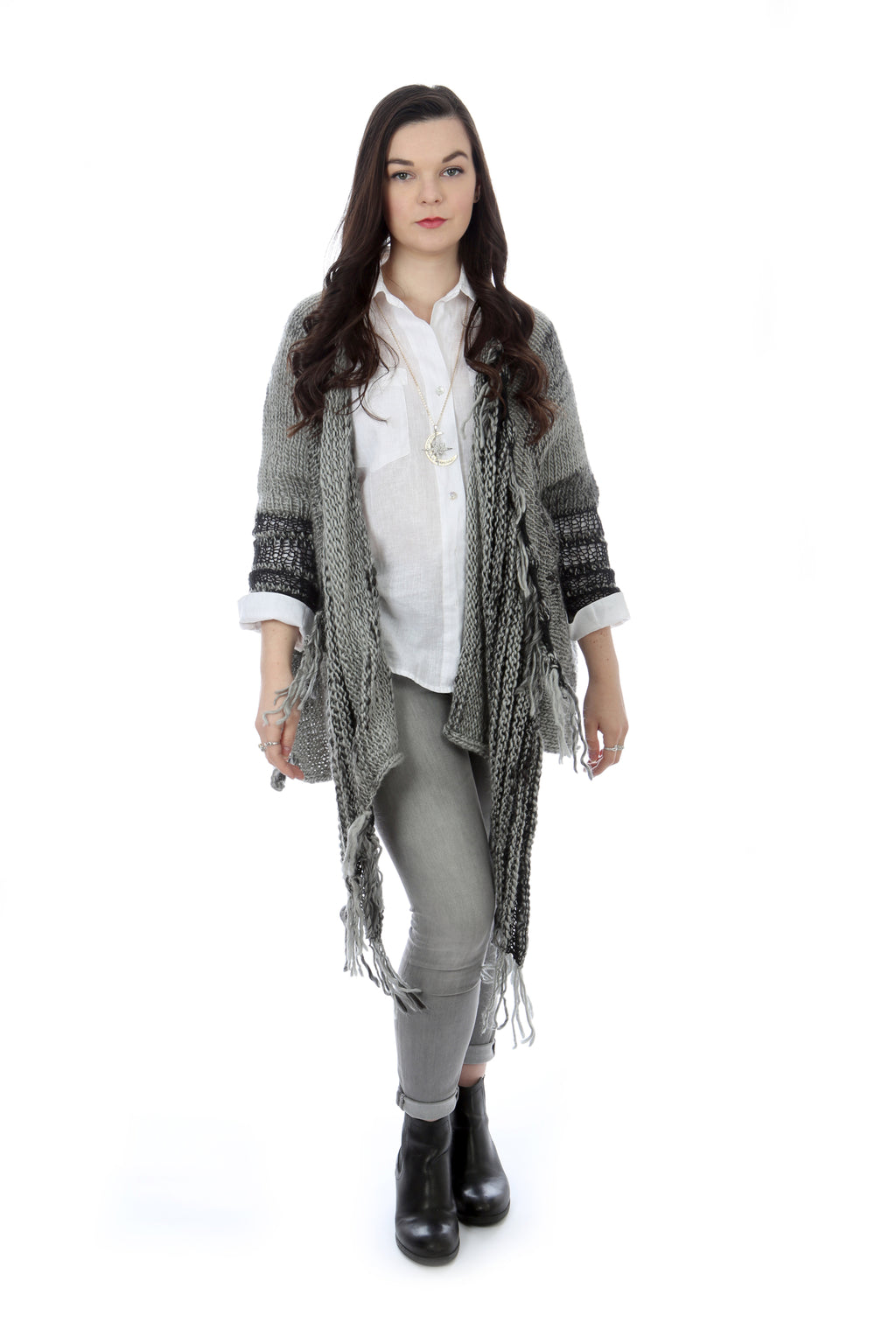 WATERFALL CARDIGAN - GREY