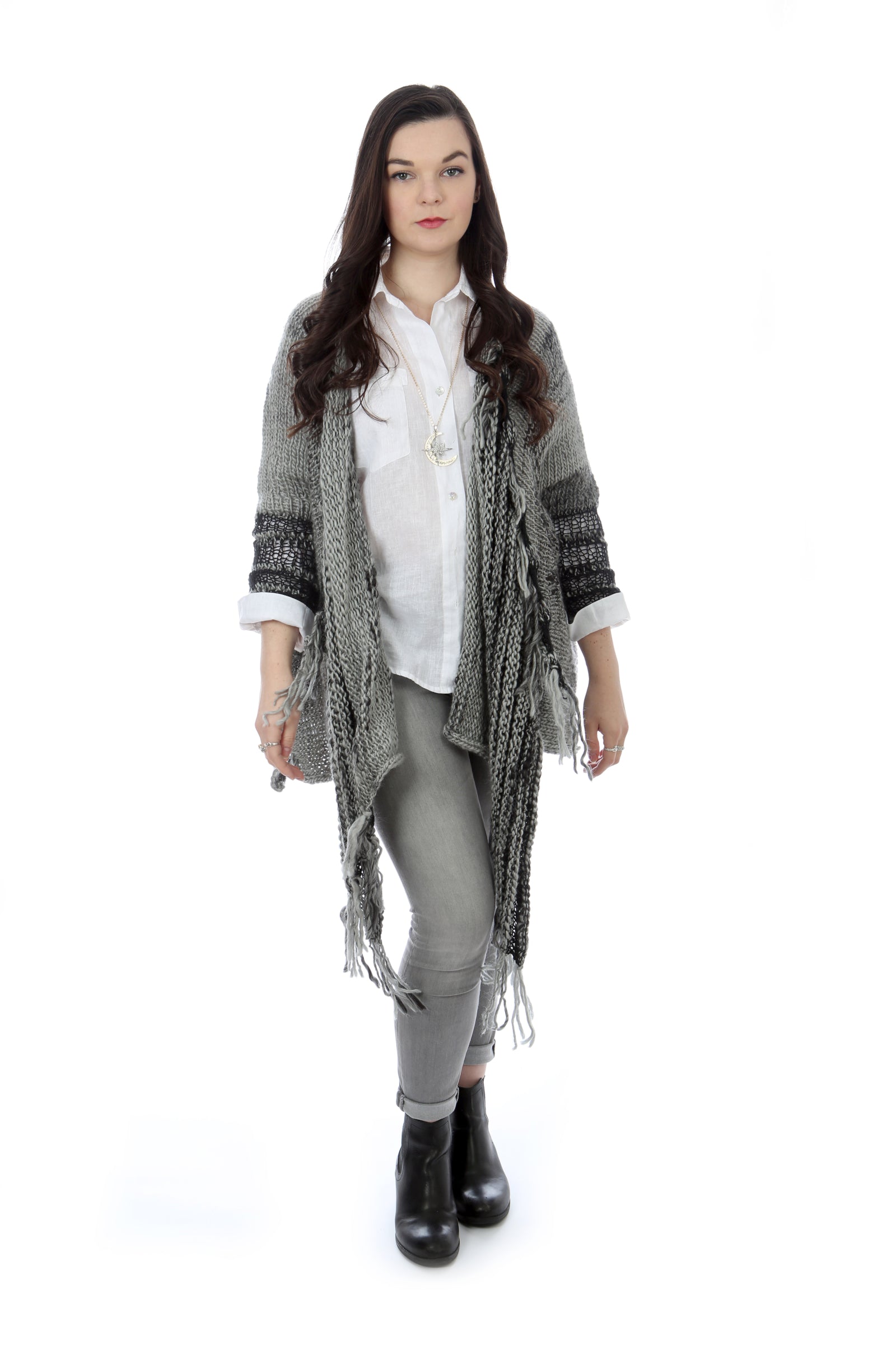WATERFALL CARDIGAN - GREY